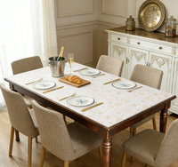 Nappe Moderne Premium Dorée à Motifs Floraux en PEVA Écologique Imperméable 130x160cm, Tapis de Table Domestique Anti-Huile, Tailles et Impressions Personnalisées