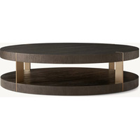 Salon au design américain Table à thé en bois de luxe sur pied Table basse ronde