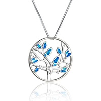 Fabricant de gros bleu opale de feu arbre de vie pendentif collier bijoux juifs