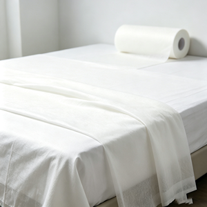 Venta al por mayor de fábrica: Material en bruto blanco personalizado de 12-25 g/m² para sábanas desechables, tela no tejida SMS - Product Image 2