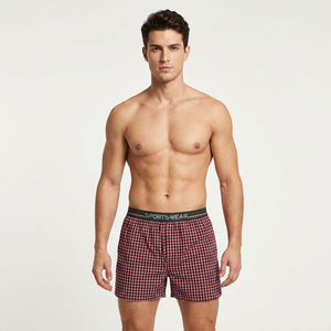 Customized Plaid Mens <b>Boxer</b> Shorts Loose Fit Elastic Waistband 100% Cotton OEM ODM Low MOQ Wholesale Direct Factory - Product Image 3