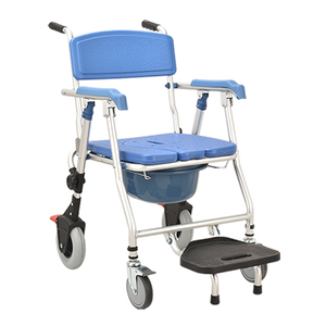 Topmedi Aluminum Frame Light Weight Commode & <b>Shower</b> Wheelchair, 150kg Capacity For Obesity - Product Image 1