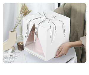Caixas de Bolo Personalizadas para Aniversário, Decorativas, de Papelão Branco com Abertura Dupla, Laminação Fosca, Revestimento UV, Recicláveis e Seguras para Alimentos - Product Image 2