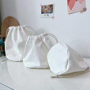 Bolsa de lona con cordón de fondo redondo personalizada 100 bolsa de lona pesada natural - Product Image 4