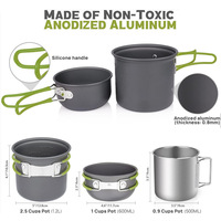 Ultraleichtes Aluminium-Outdoor-Kochgeschirrset zum Wandern und Picknicken von Camping töpfen aus strap azier fähigem Metall