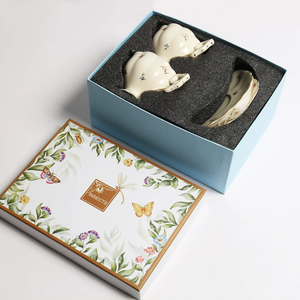 ชุดถ้วยกาแฟและจานรองเซรามิกคุณภาพสูงลายควีนบริติช พร้อมกล่องของขวัญ - Product Image 1