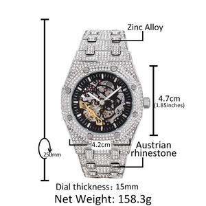 2025 nouveau Design mécanique mode diamant Bling Bling diamant montres hommes argent or glacé montre diamant pour la vente en gros - Product Image 2