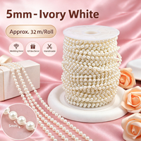 Guirlande de perles rondes en ABS de 5 mm pour décorations de Noël et de fête, prix d'usine, utilisation intérieure/extérieure