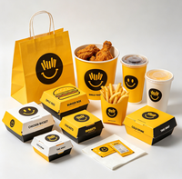Boîte à emporter personnalisée, recyclable, bon marché, jetable, en papier pour hamburgers, poulet frit, frites, hamburgers, emballage pour combo de restauration rapide