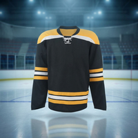 Maillot de hockey sur glace personnalisé, nouveau design, impression par sublimation intégrale, polyester/coton, col en V, sangle en T, vente en gros pour hommes