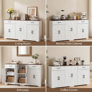 <span class=keywords><strong>Buffet</strong></span> de cuisine de style farmhouse de 66 pouces avec rangements, étagères réglables et tiroirs pour cuisine, entrée - Product Image 2