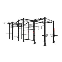 Jaula de potencia multifuncional de acero con barra de dominadas, barras paralelas, barras de mono y Landmine para entrenamiento de fuerza comercial