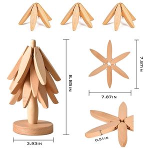 Giáng Sinh Hình Dạng Cây Có Thể Gập Lại Coaster Miếng Đệm Bằng Gỗ Trivets Cho Các Món ĂN Nóng Bảo Vệ Trang Trí Bảng Mat Gỗ Thủ Công Mỹ Nghệ - Product Image 3