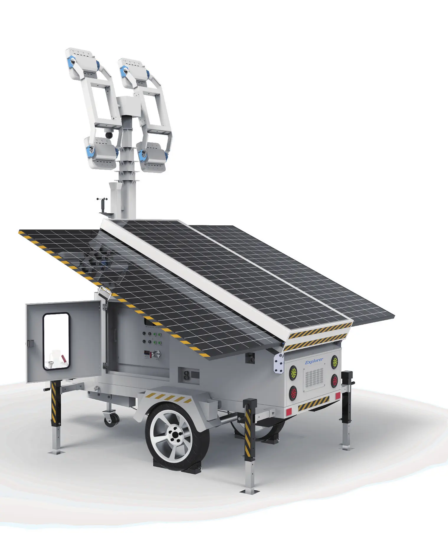 3x460W Multi-pupose มือถือพลังงานแสงอาทิตย์Towerรถพ่วงติดตั้งพลังงานแสงอาทิตย์ LEDโคมไฟมือถือTower 9mHeight