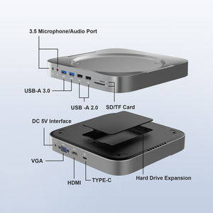 แท่นเชื่อมต่อ 12 พอร์ต Type-C พร้อมช่องใส่ SSD/HDD 3.0 ฮับ USB สำหรับ Apple <span class=keywords><strong>Mac</strong></span> <span class=keywords><strong>Mini</strong></span> ชิป <span class=keywords><strong>M1</strong></span> - Product Image 2