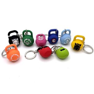 Wholesale <b>Mini</b> Rubber Kettlebell Keychain PVC Fitness Pendant for <b>Backpacks</b> & Gym Bags Sport-Themed Accessories with logo - Product Image 1