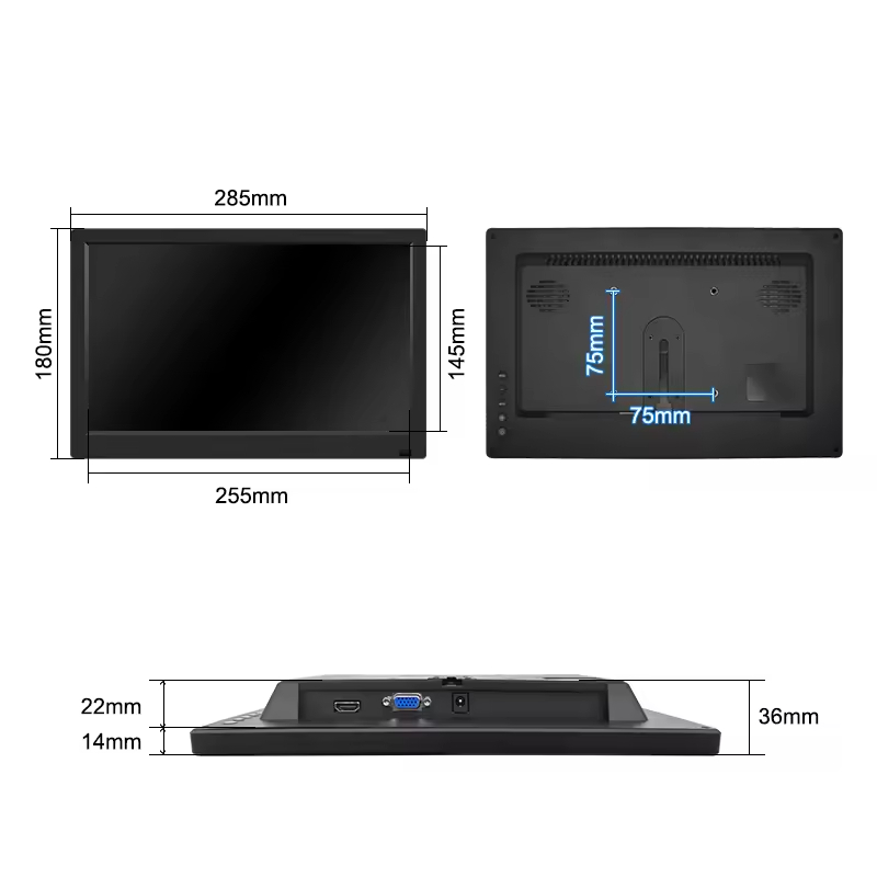 11.6" Industrial Widescreen IPS Full HD Panel LCD/LED Desktop with Durable Plastic Housing Monitor