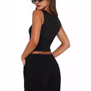 Jersey de <span class=keywords><strong>mujer</strong></span>, <span class=keywords><strong>tirantes</strong></span>, sin mangas, chica caliente, <span class=keywords><strong>camiseta</strong></span> cuadrada con cuello en V, chaleco, ropa interior femenina, Top de seda de leche - Product Image 4