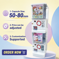 Distributeur automatique de capsules de jouets de 50 mm avec homologation CE, alimentation 110V/220V, acceptant les pièces de monnaie américaines, 1/2/3 niveaux empilables, garantie 1 an