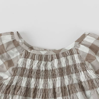 Hot Selling Kurzarm Baby Kleidung Leinen Kleid Baby Girl Gingham Kleid