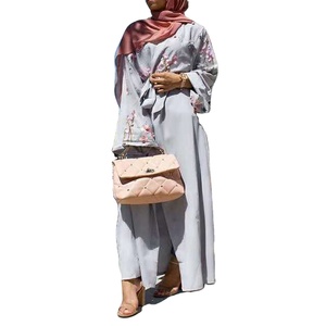 S0066 أزياء إسلامية مطرزة بالزهور الدانتيل عباية مفتوحة دبي قفطان ملابس تركية إسلامية للنساء كيمونو كارديجة أنيقة - Product Image 6