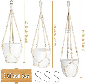 Porte-<span class=keywords><strong>Pot</strong></span> <span class=keywords><strong>de</strong></span> <span class=keywords><strong>fleur</strong></span> en corde <span class=keywords><strong>de</strong></span> coton, à suspendre, accessoire <span class=keywords><strong>de</strong></span> décoration intérieure pour macramé, <span class=keywords><strong>DIY</strong></span> bricolage - Product Image 4