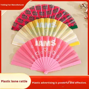 Ventiladores plegables de mano personalizados promocionales, ventilador de mano de plástico plegable chino japonés Vintage ventilador de mano de seda - Product Image 3