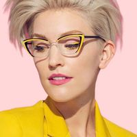 Gafas de Moda para Mujer, Diseño Retro de Ojo de Gato, Combinación de Colores, Anti Luz Azul, Montura Completa, Diseños de Monturas Ópticas para Miopía