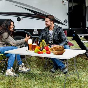 <span class=keywords><strong>Table</strong></span> à manger <span class=keywords><strong>pliante</strong></span> d'îlot avec cadre en métal robuste <span class=keywords><strong>de</strong></span> 6 pieds, <span class=keywords><strong>table</strong></span> utilitaire portable pour l'intérieur/l'extérieur, pour le camping, les pique-niques, les fêtes - Product Image 2