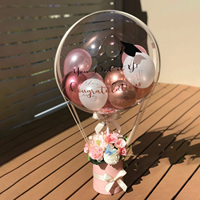 Bouquet de ballons à bulles jetables et panier de fleurs artificielles pour la Saint-Valentin, les anniversaires, la fête des mères, Noël, le Nouvel An