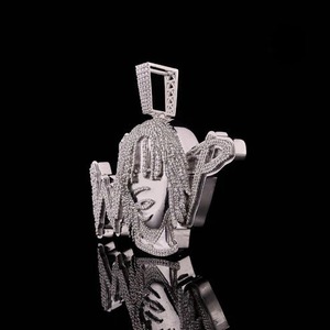 <b>Top</b> Quality 925 <b>Silver</b> Bling Face Letter Moissanite Diamond Pendant for Necklace Streetwear Jewelry Available at Factory Price - Product Image 4