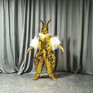 ชุดกระต่ายสะท้อนแสงพร้อมไฟ LED สีทอง/สีเงิน สำหรับการแสดงในสวนสนุก เวทีโชว์ และคลับเต้นรำ - Product Image 3