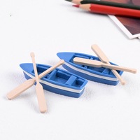 Mini bateau avec rames résine canoë modèle Miniature navire décor nautique bricolage Micro paysage décor pour Aquarium Terrariums