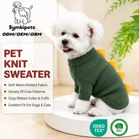 Pull d'hiver pour petit chien, tricot rayé, motif dinosaure mignon, vêtements pour chiot, tenue d'hiver pour animal de compagnie, vente en gros