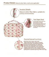 Sac de toilette personnalisé pour femmes, imprimé fleurs roses, matelassé, rembourré, sac de maquillage portable, sac de toilette de voyage pour femmes