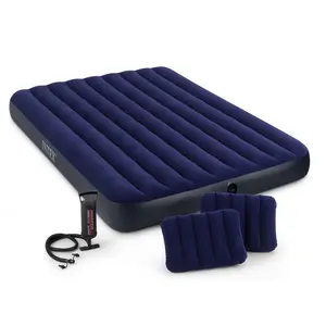 C02 Luxury Striped Double Person Inflatable Mattress Thickened 2-Person Foldable Foam Air Cushion Bed Camping Outdoor Activities