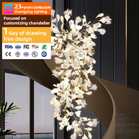 Lustre en verre LED personnalisé de luxe pour escalier, suspension réglable en hauteur pour la décoration de la maison, salle de banquet, duplex, hall d'hôtel