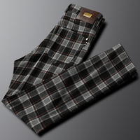 Pantalon à carreaux de luxe léger pour homme, coupe droite, décontracté, tendance, de marque, pour l'automne et l'hiver