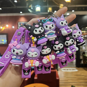 Porte-clés en métal personnalisé avec pendentif de sac, motif dessin animé, pour étudiants, en PVC mignon, vente en gros - Product Image 2