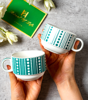 Tasses à café réutilisables créatives multicolores Tasses et soucoupes à thé en céramique de luxe personnalisées avec cuillère