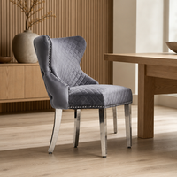 Chaise de salle à manger moderne en velours, dossier matelassé, garniture cloutée, pieds en acier inoxydable – Style européen pour restaurant, hôtel, usage domestique