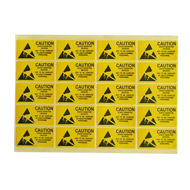 Label Anti Statik ESD Perhatian Kuning Peringatan Stiker Peringatan Anti-statis