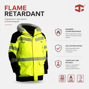 Chaqueta de Seguridad JIADE Clase 3 FR |   <span class=keywords><strong>Parka</strong></span> <span class=keywords><strong>C</strong></span>álida para Clima Frío, Impermeable, de Alta Visibilidad, Resistente a las Llamas, Certificada por NFPA 2112 - Product Image 5