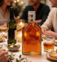 Bouteille à liqueur plate en verre 125 ml avec bouchon à vis pour whisky, rhum, spiritueux, dégustation en bar, réutilisable, mini-contenant transparent