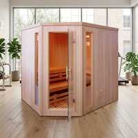 Sauna de Vapor Seco de Infrarrojos Lejanos para 4-6 Personas, de Madera Sólida de Cedro Rojo Canadiense, con Diseño Moderno y Conexión Eléctrica