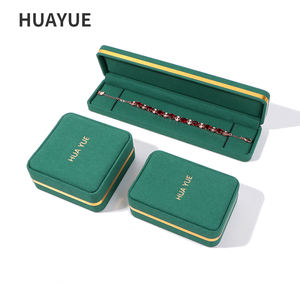 Ювелирные коробки Huayue с индивидуальным логотипом, роскошные, зеленые, из бархата, для браслетов, колье, колец и серег - Product Image 2