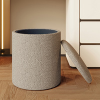 Tabouret de maquillage rembourré en velours capitonné avec rangement, ottoman, éco-responsable, portable, structure en bois massif, style européen moderne