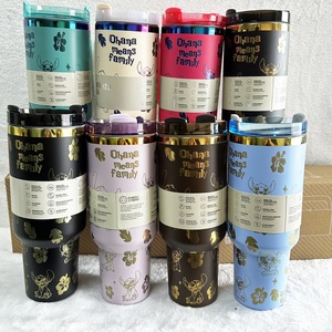 Venta al por mayor a granel logotipo personalizado grabado láser <span class=keywords><strong>Lilo</strong></span> <span class=keywords><strong>Stitch</strong></span> 40oz <span class=keywords><strong>taza</strong></span> tazas oro cobre vaso <span class=keywords><strong>de</strong></span> acero inoxidable con mango extraíble - Product Image 4