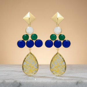 Pendientes Colgantes de Plata Hechos a Mano con Piedras Preciosas, Bañados en Oro, Estilo Bohemio, para Compromiso - Product Image 2