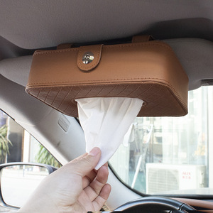 Porte-mouchoirs en cuir pour pare-soleil de voiture, 21x12x6,3 cm, organiseur pour accessoire intérieur de voiture avec un compartiment - Product Image 1